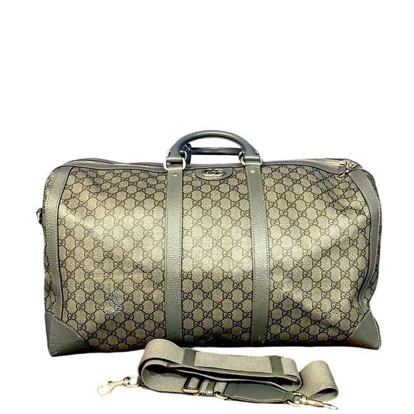 Gucci Ophidia Duffle Bag GG Supreme / Grey Coated Canvas Large with COA - Picture 1 of 15